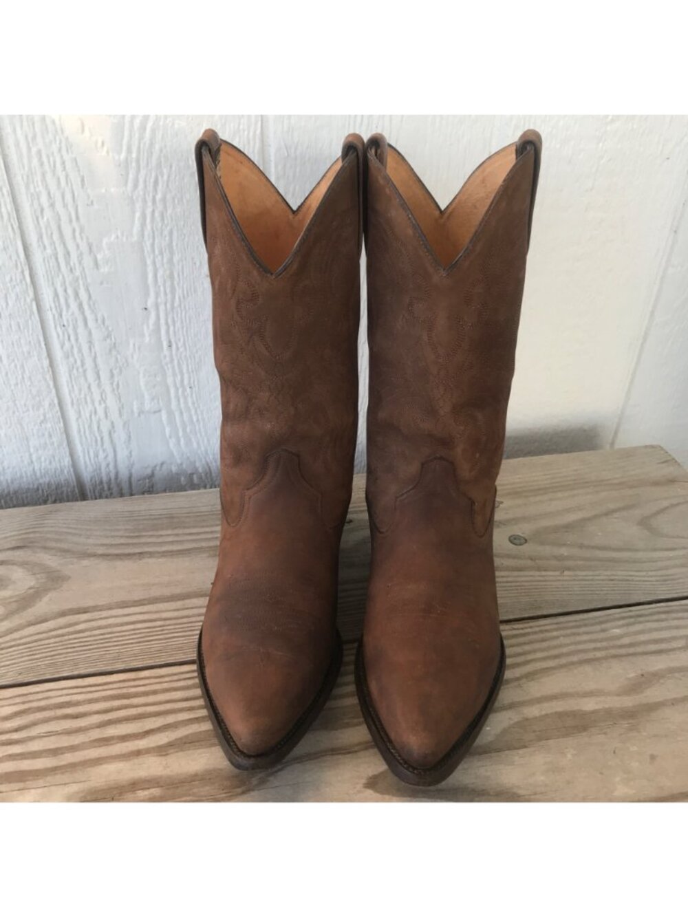 Brito Vaquero Mens Brown Nubuck Leather Cowboy Western Boots 8.5 - Picture 7 of 13